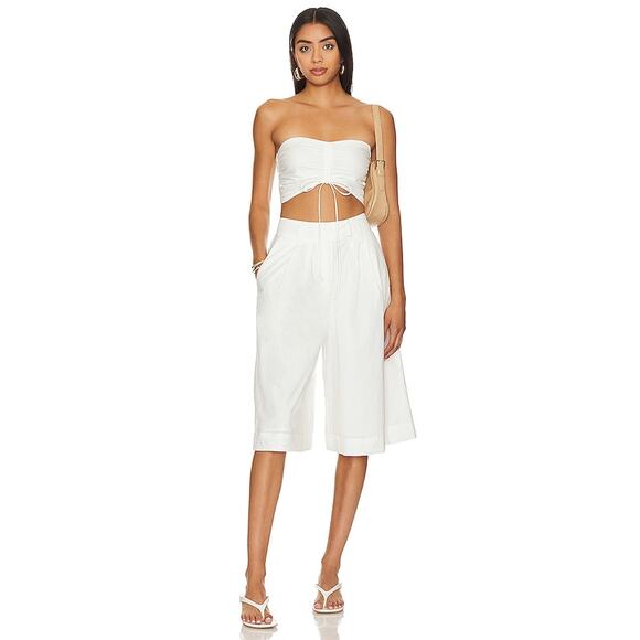 New FREE PEOPLE Minnie Short Set $148 SIZE 10 White Longline Shorts and Crop Top - Picture 2 of 5
